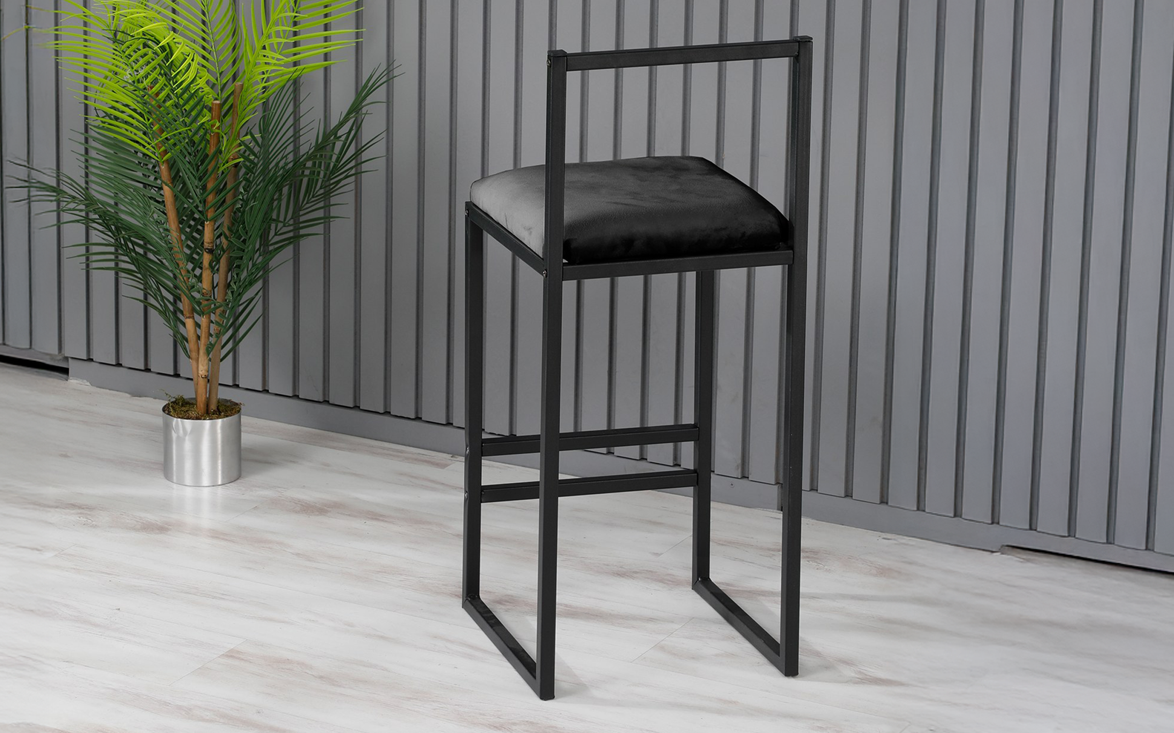 Scaun de bar Nordic, negru  3